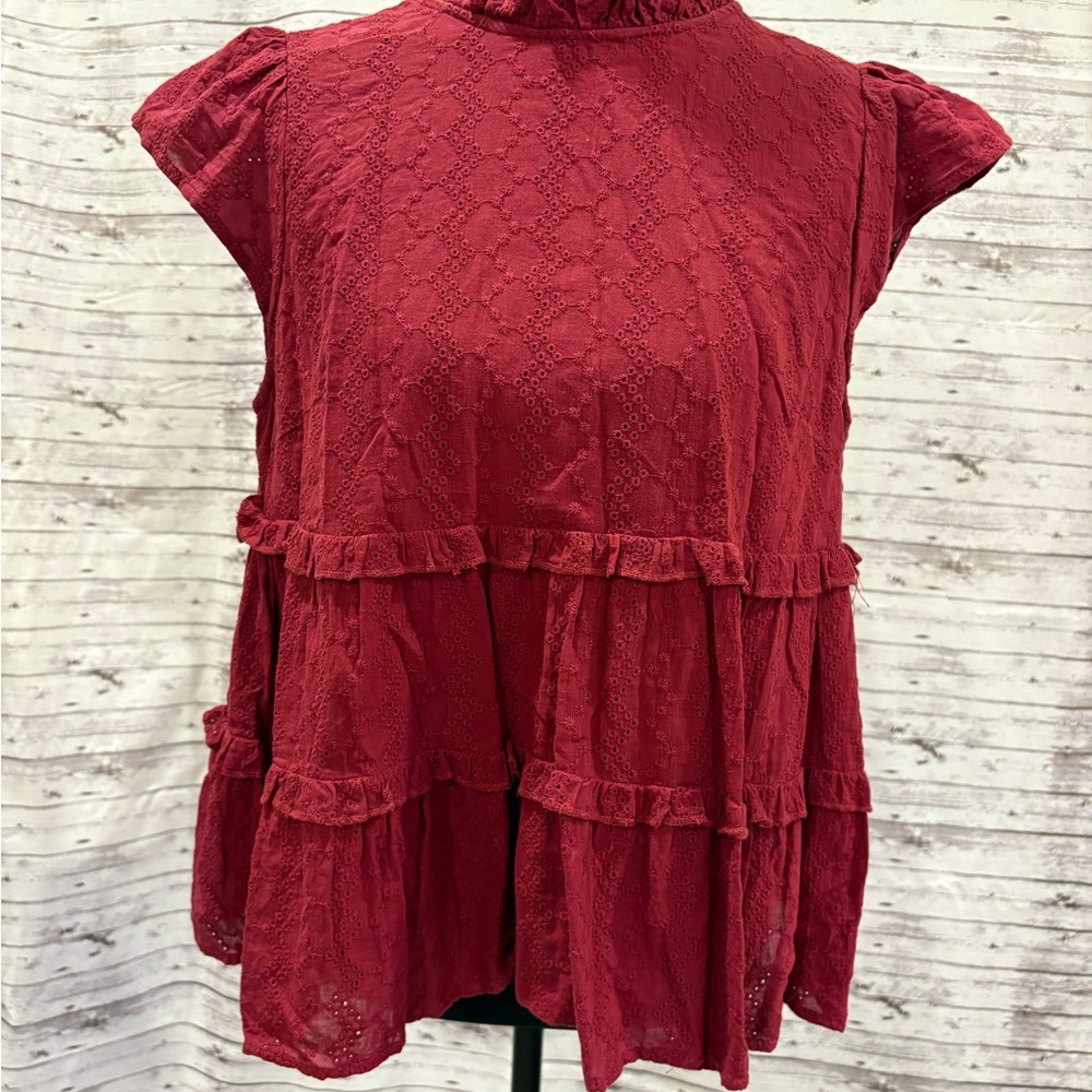Elegant Red Lace Women's Blouse